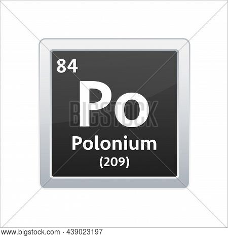 Polonium Symbol. Chemical Element Of The Periodic Table. Vector Stock Illustration