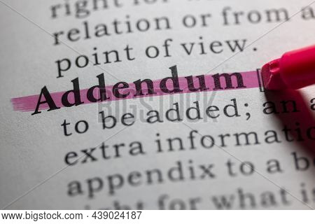 Fake Dictionary Word, Dictionary Definition Of Addendum