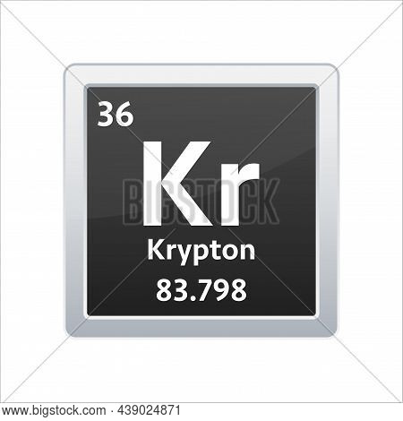 Krypton Symbol. Chemical Element Of The Periodic Table. Vector Stock Illustration.