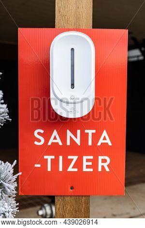 Santa-tizer Station In Christmas Village Helps Everyone Keep From Spreading Illness