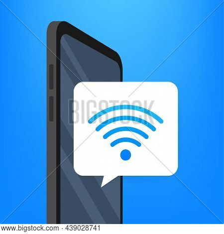 Wireless Technology. Wifi Internet Connection On Smartphone Screen. Vector Stock Illustration.