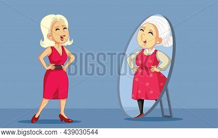 Adult Woman Gracefully Aging Concept Vector Illustration
