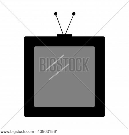 Retro Tv Sign. Television Antenna. Square Shape. Cartoon Style. Vintage Design. Vector Illustration.