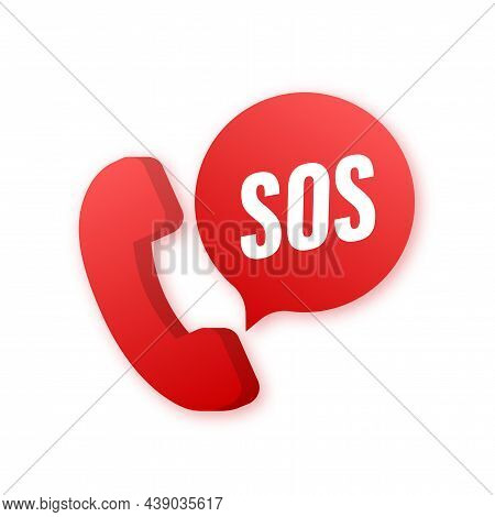 Sos Emergency Call. 911 Calling. A Cry For Help. Vector Stock Illustration.