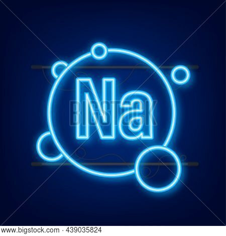 Na, Natrium Blue Shining Pill Capsule Neon Icon. Vector Stock Illustration