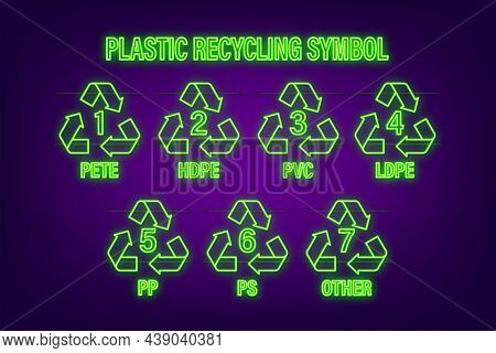 Recycle Neon Icon Symbol Vector. Plastic Recycling, Great Design For Any Purposes. Recycle Recycling