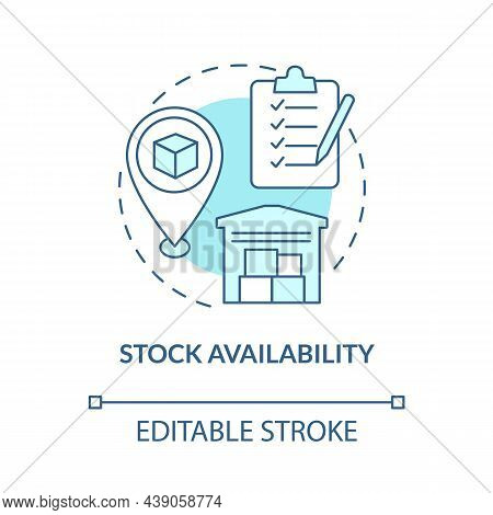 Stock Availability Blue Concept Icon. Monitoring Products In Warehouse For Ecommerce. Operations Man