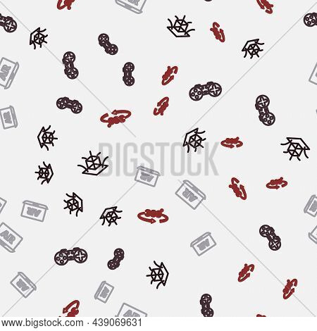 Set Line 3d Modeling, Gamepad, Augmented Reality Ar And 360 Degree View On Seamless Pattern. Vector