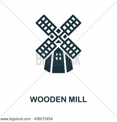 Wooden Mill Icon. Monochrome Sign From Farming Collection. Creative Wooden Mill Icon Illustration Fo