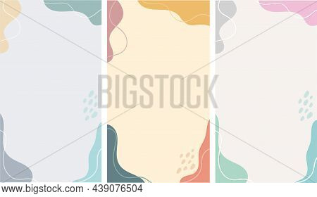 Abstract Background Set Template. Boho Background With Abstract Stains And Pastel Colors. Social Med