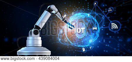 Iot Internet Of Things. Business Industrial Technology Concept. Cobot 3d Render