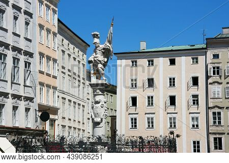 Salzburg City In Austria. The Old Town Is A Unesco World Heritage Site. Alter Markt Square.