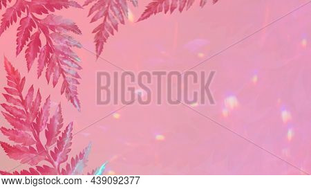Aesthetic leaves on pink background