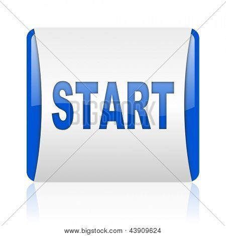 Start blå firkant web blank ikon