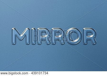 Mirror word in embossed glass text style
