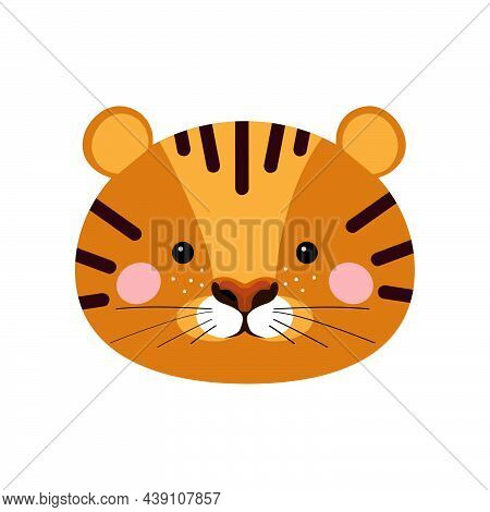 Symbol Of The Chinese New Year 2022. Cute Tiger. Cartoon Vector Illustration. Can Be Used For Baby T