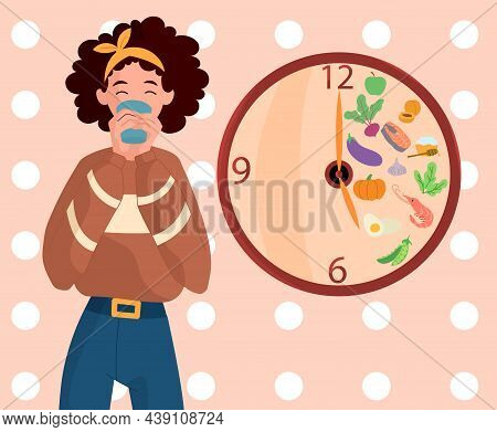Intermitten Fasting Concept. Diet, Proper Nutrition, Taking Care Of Your Health. Girl Throws Off Foo