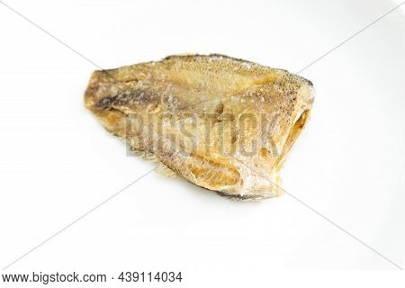 Deep Fried Trichogaster Pectoralis Fish On White Background.