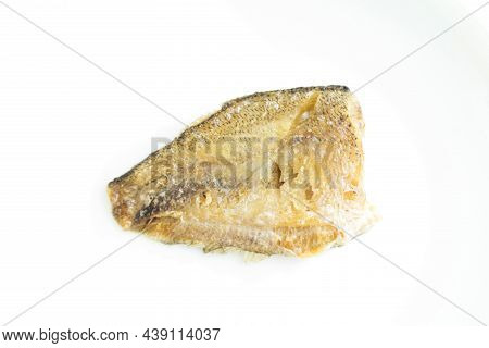Deep Fried Trichogaster Pectoralis Fish On White Background.