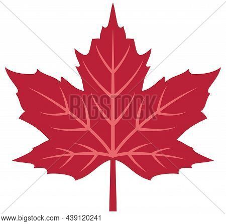 Red Maple Leaf Icon. Color Vector Illustration.