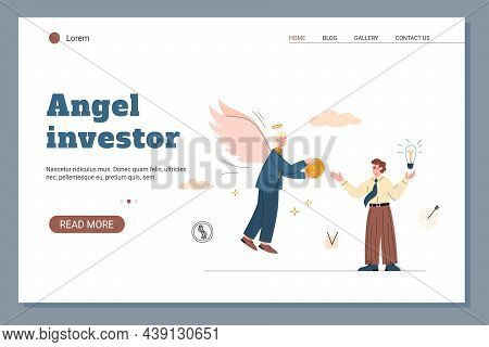 Angel Investor Or Business Depositor Website Template, Flat Vector Illustration.