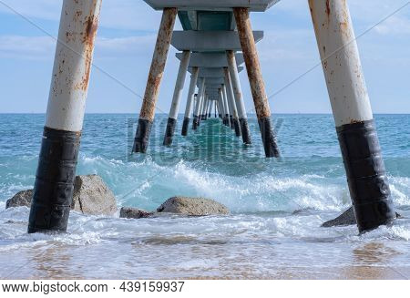 Bridge Oil - Pont Del Petroli, Badalona, Spain, A Place For Walking Over The Sea
