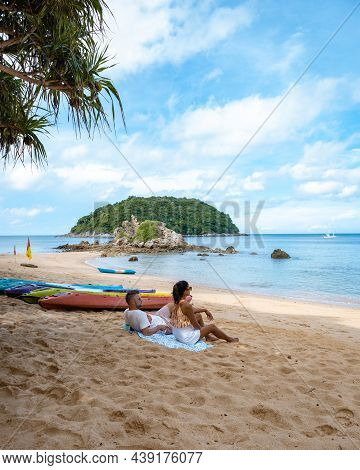 Yanui Beach Phuket Thailand, Tropical Beach With The Blue Ocean In Thailand. White Golden Sand And P