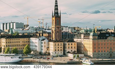Stockholm, Sweden. Gamla Stan Is Famous Popular Place And Destination Scenic. Riddarholm Church In S