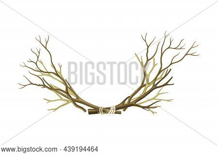 Bare Tree Branch Tied In Semi Circle Vector Illustration