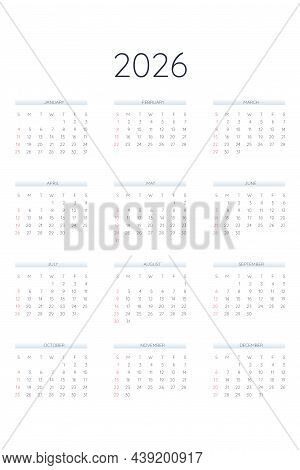 2026 Calendar Vector &amp; Photo (Free Trial) | Bigstock