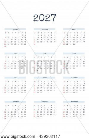 2027 Calendar Vector & Photo (Free Trial) | Bigstock