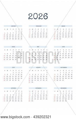 2026 Calendar Vector & Photo (Free Trial) | Bigstock