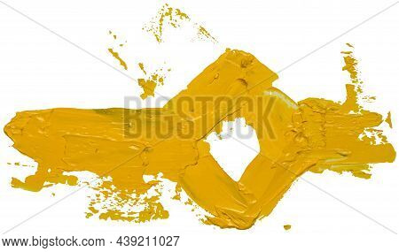 Strokes Of Yellow Brush Oil Paint Forming Rhombus Rey Shape With Area For The Inscription. Abstract 