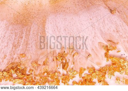 Artistic Decoration Made Of Epoxy Resin And Sequins. Epoxy Resin Paint, Abstract Background