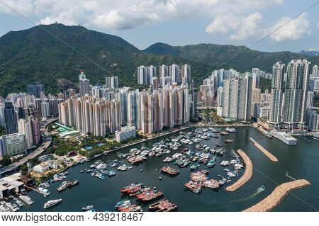 Shau Kei Wan, Hong Kong 19 March 2019: Top down view of Hong Kong city