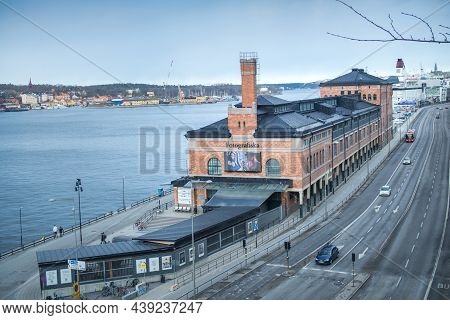 Stockholm, Sweden - 04.15.2017: Red Brick Building Of Fotografiska, Museum Of Photography, Close To 