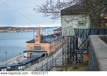 Stockholm, Sweden - 04.15.2017: Red Brick Building Of Fotografiska, Museum Of Photography, Close To 