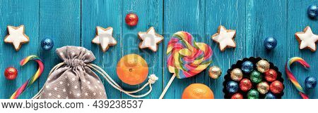 Saint Nicholas Day Or Nikolaus Tag In German Language. Traditional Holiday In Germany, Europe. Decor