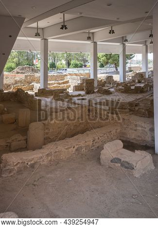 Merida, Spain - August 25th, 2018: Morerias Archaeological Area In Merida. Casa De Los Marmoles. Ext