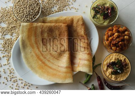 Sorghum Pancakes. Crispy Pancakes Made Of Whole Grain Sorghum And Lintels. Popularly Known As Jowar