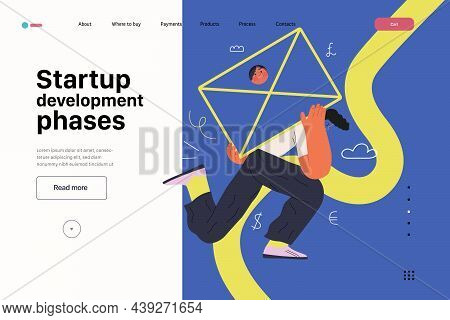 Startup Illustration, Website Landing Template. Concept Of Building New Business