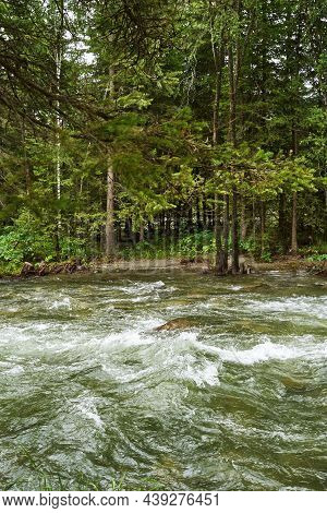 Vacation Landscape. Russian Altai Mountains. Multa Region. Holiday At Home. Staycation Concept. Rive