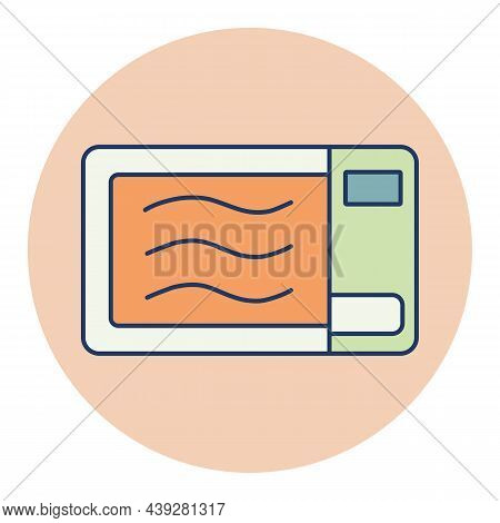 Microwave Vector Color Icon. Electric Kitchen Appliance. Graph Symbol For Cooking Web Site Design, L
