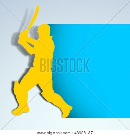 Batteur de cricket dans le jeu d'action sur fond bleu.