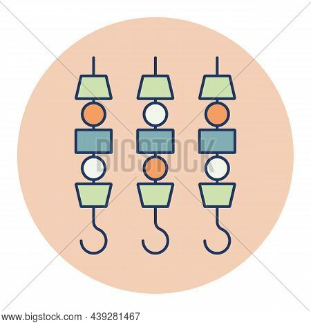 Grilled Doner Meat Kebab On Skewers Stick Vector Color Icon. Kitchen Appliance. Graph Symbol For Coo