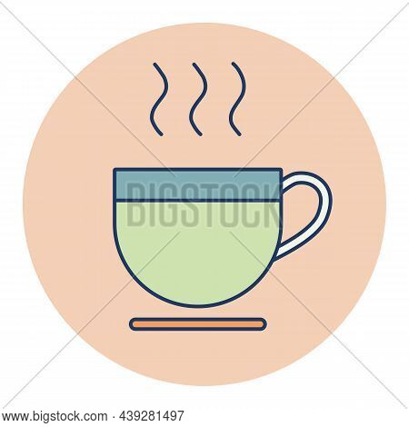 Cup Of Coffee Tea With Steam Vector Color Icon. Kitchen Appliance. Graph Symbol For Cooking Web Site