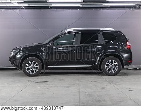 Novosibirsk, Russia - October 30, 2021: Black Nissan Terrano,side View. Compact Suv On A Parking