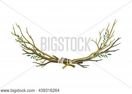 Bare Tree Branch Tied In Semi Circle Vector Illustration