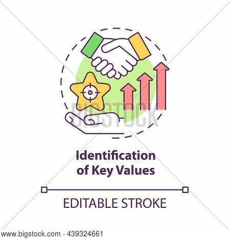 Key Values Identification Concept Icon. Business Development. Improve Service Performance. Brand Pla