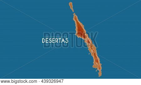Topographic Map Of Desertas, Portugal. Vector Detailed Elevation Map Of Island. Geographic Elegant L